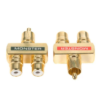 Gold Plated Copper AV Audio Splitter Plug RCA Adapter 1 Male to 2 Female Connector