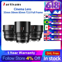 7artisans 7 artisans 35mm 50mm 85mm T2.0 Cinema Lenses Full Frame For Sony E FX3 Leica for L SL Nikon Z Z50 Canon EOS-R