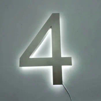 Waterproof stainless steel led door plate 3D address number led lighted house number