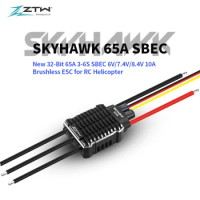 ZTW 32-Bit Skyhawk 65A ESC 3-6S 6V/7.4V/8.4V SBEC 10A Brushless Speed Control For RC Airplane F3A F3C 380-450 Class Helicopter