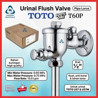 Urinal Flush Valve TOTO T60P Pipa Lurus Original - Pencetan Keran Urinal  Kuningan Chrome U57 U57M D