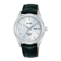 Jam Tangan Wanita Alba AL4815X1 Ladies Automatic Silver Dial Black Leather Strap