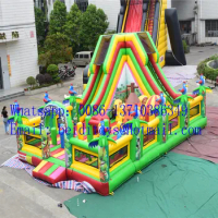 Hot selling large kids bouncy castle slide trampoline park