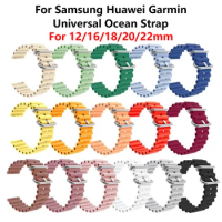 50pcs 12/16/18/20/22mm Strap For Samsung Watch 4 5 Pro/Active 2/Gear S3 Silicone Ocean Strap Huawei Watch GT 2 3 Pro Garmin Band