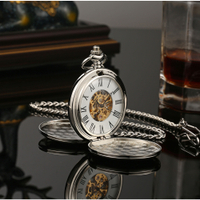 In Stock Double Open Double Display Mechanical Pocket Watch Non-Automatic R Flip Mechanical Watch Manual Manipulator Pocket Watch *