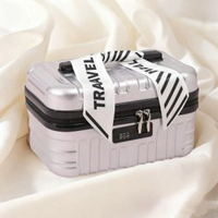 全城熱賣 - 16寸密碼鎖收納箱帶鎖的小盒子手提儲物盒宿舍化妝品小箱子行李箱奢華銀16寸【升級版帶鎖-帶絲帶】