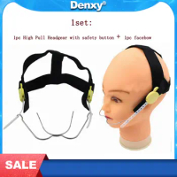 Denxy 1set Dental Orthodontic Dental Head Cap Headgear With Safety Button Face Bow Reverse Pull Dental Face Appliance Headgear