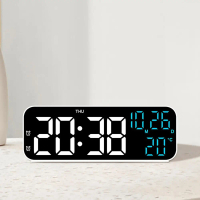 Digital Alarm Clock Temperature and Date Week Display Night Mode Table Clock Voice Control 12/24H El