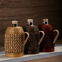 竹編家用熱水瓶老式傳統真空熱水壺復古開水瓶玻璃內膽茶室保溫瓶