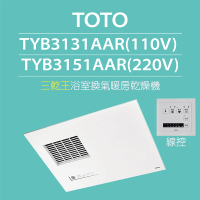 TOTO 三乾王浴室暖風機TYB3131AAR-110V、TYB3151AAR-220V(原廠保固三年/線控)