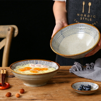 日式和風陶瓷復古面碗大湯碗泡面碗牛肉面碗餐廳擺臺餐具家用大碗