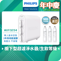 【Philips 飛利浦】櫥下型超濾淨水器(AUT3234)