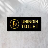Sign Akrilik Urinoir Toilet | Akrilik Toilet berdiri Hitam Gold