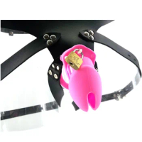 Pink Strap On Chastity Cages Silicone CB6000S CB6000 with 5 Base Ring Cock Cage Chastity Bondage Devices Sex Toy for Men G7-2-35