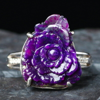 天然南非國石舒俱來戒指女款 皇家紫帝王藍蘇紀石S925銀指環飾品