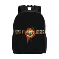 Customized 3D Print Hard Rock Band Guns N Roses Backpack Bullet Logo College School Travel Bags Bookbag Fits 15 Inch Laptop