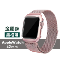 Apple Watch 42mm 時尚金屬鍊帶錶框(AppleWatch42mm金屬質感錶框鍊)