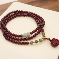 天然石榴石手鍊和田玉平安扣玉髓葫蘆吊墜手串硃砂祥雲鎖手飾品