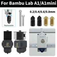 Bộ đầu nóng mini Bambu Lab A1 với vòi thép đã tôi cứng kích thước 0,2/0,4/0,6/0,8 mm; bộ thay thế đầ