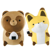 New Cute Tanuki to Kitsune Raccoon Dog Fox With Rice Balls Big Plush Plushie Stuffed Animals Doll Toy 36cm Kids Children Gifts