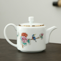 正竹羊脂玉茶壺陶瓷家用功夫茶具中式簡約三才蓋碗泡茶器辦公茶杯