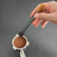 Wooden Coffee Grinder Brush Aluminum Handle Double Head Brush Cleaning Espresso Cafe Machine Accessories Bean Powder Tool