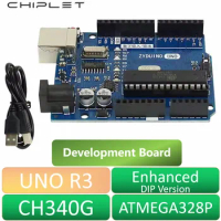 2Pcs Arduino Development Board UNO R3 DIP Version CH340G Enhanced Arduino UNO R3 With USB Cable ATMEGA328P