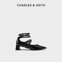 CHARLES&amp;KEITH24 Spring new CK1-60580286 Fashion cross strap pointed Mary Jane shoes