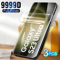 3pcs Hydrogel Film Not Glass For Samsung Galaxy S23 S22 S21 S20 Ultra 5G S23Ultra S22Ultra S21Ultra Full Cover Screen Protector