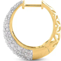 TJD 2 Carat Natural Round Diamond Hoop Huggie Filigree Earrings for Women in 10k Yellow Gold (I-J Color, I4 Clarity)
