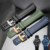 Fluorine Rubber Watch Accessories Band for Omega strap Seamaster 300 Speedmaster Ocean Silicone Black Green Blue Bracelet 20mm
