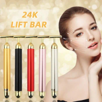 Beauty Bar 24k Gold Vibration Facial Slimming Facial Roller Pulse Firming Massager Face Lifting Tightening Wrinkle Energy Stick