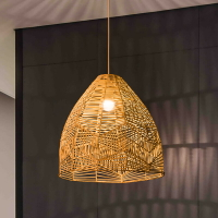 異麗創意個性竹編吊燈茶室餐廳酒店民宿藝術藤編燈罩中式燈具