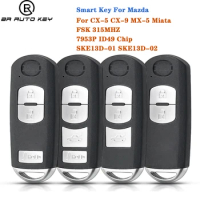 2/3/4 Buttons 315MHz ID49 Chip Smart Remote Key Fob for Mazda 3 6 CX7 MX-5 Miata 2013-2019 SKE13D-01 SKE13D02 Mitsubishi System