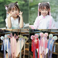 女童古風發夾子發飾中國風發卡頭花兒童漢服古裝頭飾流蘇步搖飾品