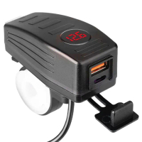 【Supamoto】PD+QC3.0快充+電壓—USB.7(雙車充/TYPE-C/開關/通用/車把/鏡座/通用/機車改裝)