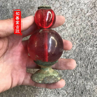 古玩雜項 出土古董 青銅官帽頂 紅寶石文玩 仿古收藏擺件送禮特價