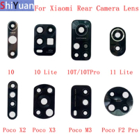 2Pcs Back Rear Camera Lens Glass For Xiaomi Mi 10 10 Lite 10T 11 Lite Poco X2 X3 M3 F2 Pro Camera Glass Lens Repair Parts