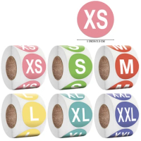 New 1 Inch/500pcs 6 Models Colorful Round XS/S/M/L/XL/XXL Clothing Size Label Stickers for clothing Shoes Hat Underwear Bra Tags