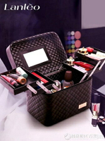 大容量韓國化妝包女多功能層小號網紅便攜手提化妝品收納盒簡約箱 交換禮物全館免運