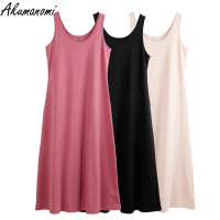 Gaun Tangki Kapas, Pakaian Wanita, Saiz Besar: 10XL, 9xl, 8XL, 7XL, 6XL, 5XL, 3XL, XXL, A-line, Maxi