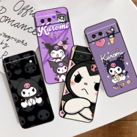 Kuromi Cute For Google Pixel 8 7A 7 6A 6 5A 5 4 4A XL 5G Black Silicon Shockproof Shell Back Phone Case