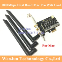 DEBROGLIE 1000Mbps Dual Band 802.11ac Desktop PCI-E WiFi Adapter PCi Express Wireless Card + Antenna for All Mac Pro OSX 10.10