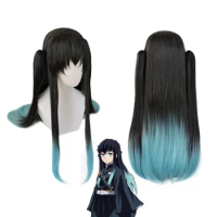 Anime Tokitou Muichirou Cosplay Wig Muichiro Tokito Wig Heat Resistant Synthetic Hair Wigs
