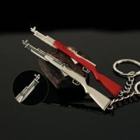 PUBG Metal Gun Keychain 9cm Type 56 Mini Full Metal Toy Guns Weapon Model Alloy Light Key Chain Gifts Toy for Kid