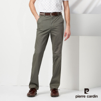 Pierre Cardin皮爾卡登 男款 彈性暗條平口休閒長褲-橄綠色(5237871-47)