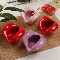 Cute cartoon ashtray lips ceramic ashtray creative flower pot trendy mouth fashion home mini Send boyfriend gift
