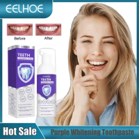 Purple Whitening Toothpaste Brightening Yellowing Removal Stains Dental Cleansing Fresh Breath Gums Care Oral Hygiene Toothpaste