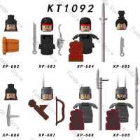 Koruit Han Dynasty Empire Ancient War Soldiers Figure Accessories Helmet Armor Building Blocks Toys For Children Gift KT1092