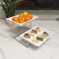 雙層面包水果蛋糕食物不銹鋼自助餐展示盤架帶蓋試吃托盤帶透明蓋